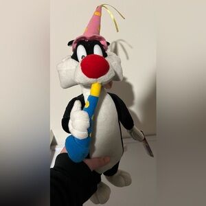 VTG Looney Tunes NANCO Warner Bros Party Hat SYLVESTER Cat Plush birthday NWT